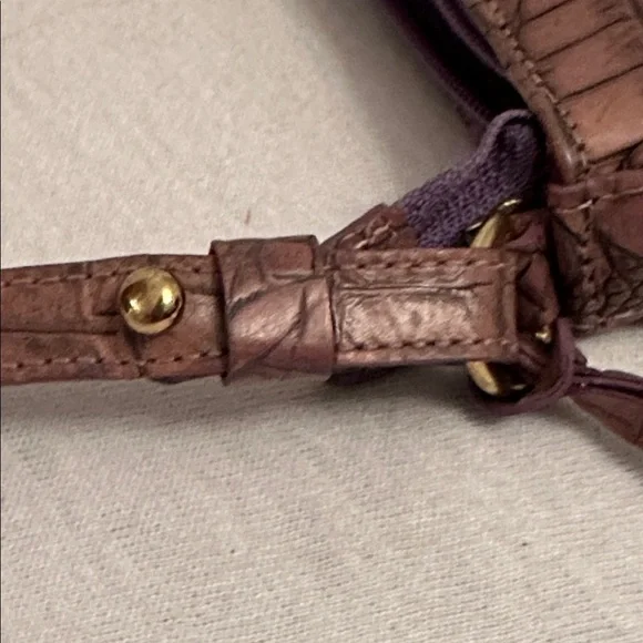 Vintage Brahmin Y2K Croc Embossed Leather Handbag Shoulder Mini Bag w/ Dust Bag - Picture 13 of 16